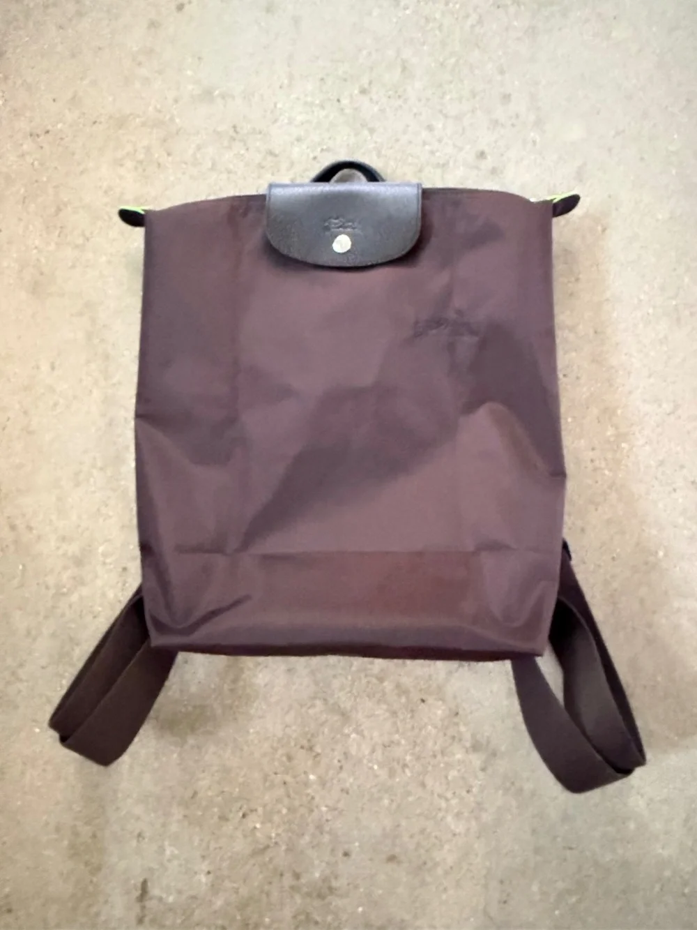 Longchamp Paris Green Medium Backpack Recycled Canvas Brown EUC